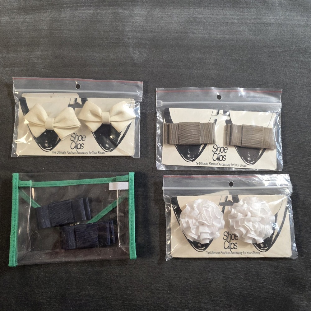 Latique Shoeclip Pairs of Vintage  Bow Shoe Clips Lot of 4
